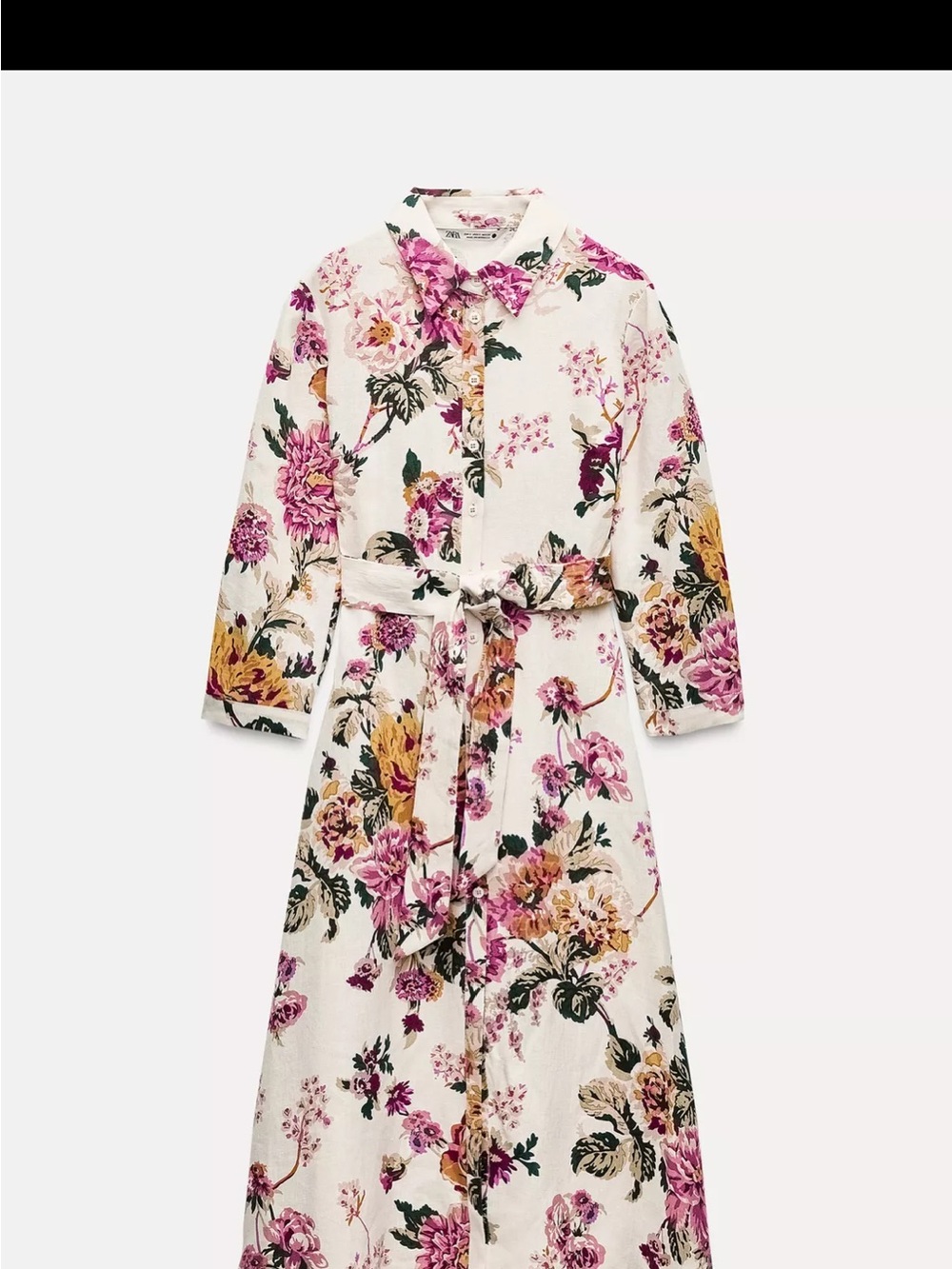Zara 100% Linen Shirtdress ZW Collection size Large